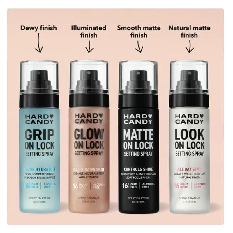 Hard Candy Glow On Lock Setting Spray - Alcohol-Free, 16 Hour Hold | Luminous Finish, 3.4oz