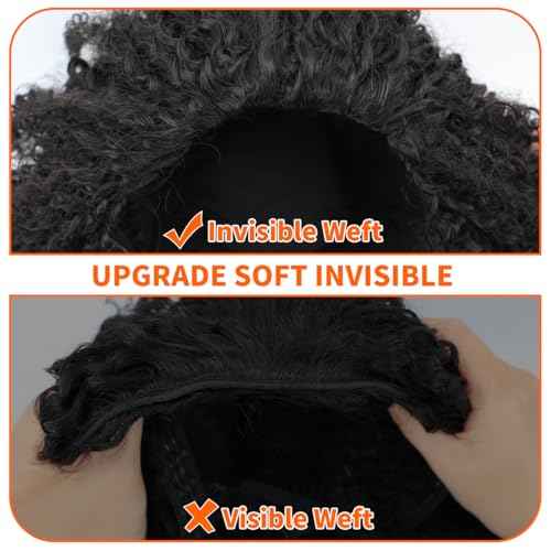Kinky Curly Half Wig Human Hair 250 Density Headband Wig Human Hair Glueless Wigs Wear And Go Drawstring Seamless Flip Beginner Friendly Curly Wig Human Hair Wigs For Black Women 18 Inch