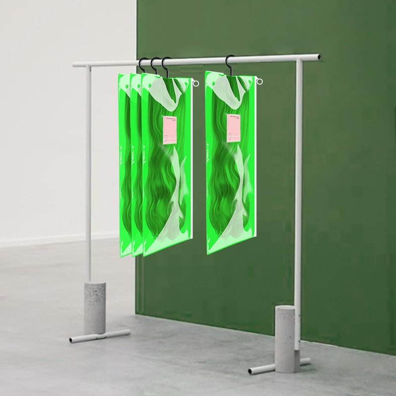 Portable Wig Organizer - 3PCS PVC Wig Bags with Hook, Dust-proof, Waterproof, Multiple Wigs Holder, Stand, Hanger (Fluorescent Green)