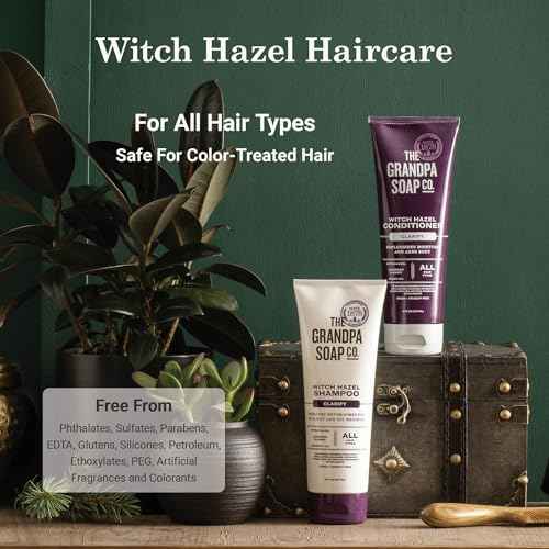 The Grandpa Soap Company Claryfying Witch Hazel Shampoo - Removes Buildup, With Witch Hazel & Lavender Flower, For All Hair Types, Vegan, Sulfates and Parabens Free, 8 Fl Oz 2 Pack