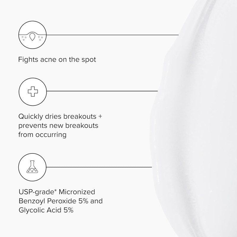 DRMTLGY Acne Spot Treatment and Cystic Acne Treatment. Acne Serum with Micronized Benzoyl Peroxide 5% and Glycolic Acid. 1.1 oz, 2 pack