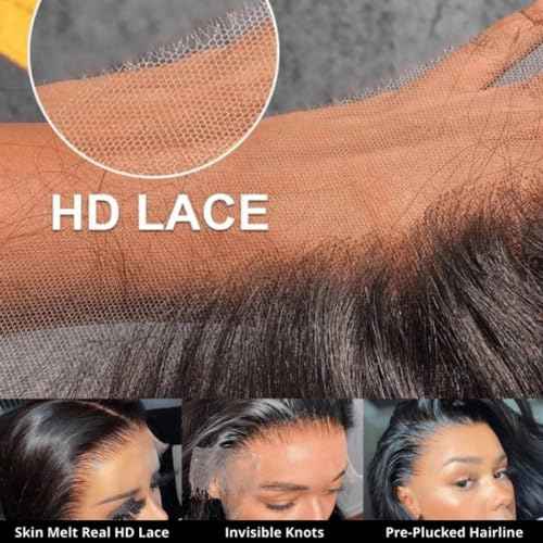 Grand Nature Frontal HD Lace Closure Only, 13x6 Frontal HD Lace, 5x5 HD Lace Closure Body Wave, Straight 4x4 Closure, 13x4 Lace Frontal HD Lace (Straight, 16"-13x6 Frontal)