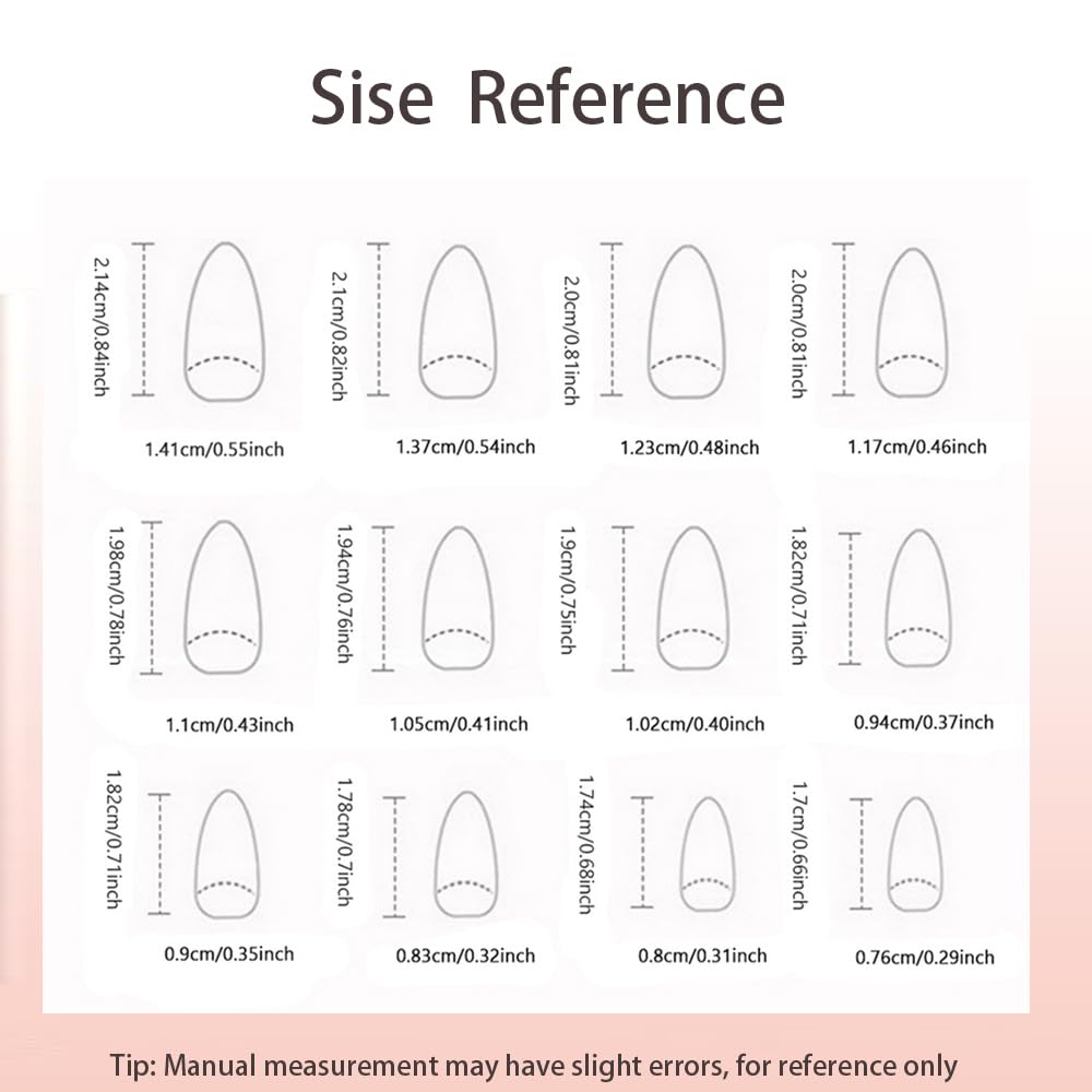White French Tip Press on Nails Short Almond Fake Nails with Designs Ombre False Nails Gel Artificial Acrylic Nail Nude Fingernails Glossy Natural Reusable Stick on Nails for Women 24Pcs