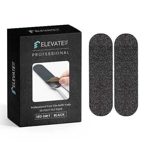 Professional Pedicure File Refills - Pack of 50 Foot File Replacement Pads - Black - Disposable Foot Files for Pedicures - Pedi Foot File Pads with Water Resistant Strong Adhesive (180 Grit)