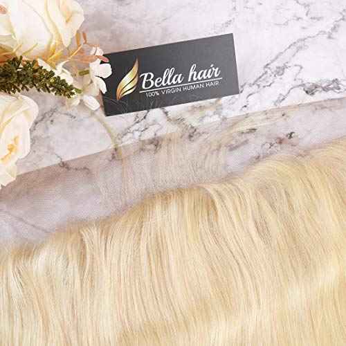 Bella Hair #613 Blonde Lace Frontal Closure | One Donor Virgin Human Hair Straight | Bleached Knots with Baby Hair (Ear to Ear 13x4 18inch)