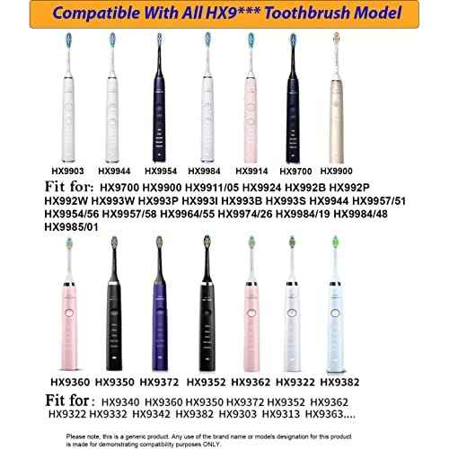 Toothbrush Charger for Philips Sonicare CBA1001 Charger Compatible HX9350 HX9500 HX9911 HX9924 HX992B HX992W HX993W HX9944 HX9957/51HX9964 HX9974 HX9984 HX9985 110-240V (White)