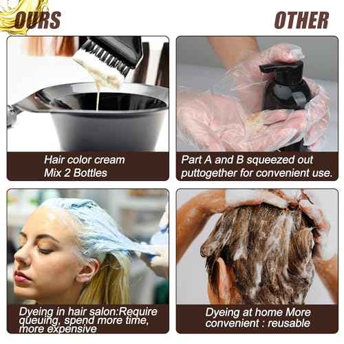 Hair Dye Shampoo 3 in 1, Herbal Shampoo Hair Dye for Women Men, Grey Coverage Shampoo 16.9fl oz Dark Brown