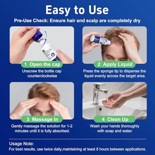 blue 5% minoxidil hair growth Serum for women & men with biotin - with sponge applicator for thinning hair & receding hairline 8-month supply-6pcs Packs 2.71 fl oz per bottle