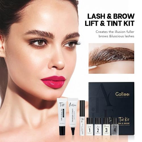 GOLLEE Lash Lift and Black Color Kit Brow Lamination Kit Black Eyelash & Eyebrow Set Eyelash Perm Kit With Detail Instruction and Complete Tools Easy For Beginner Achieve Salon-Quality at Home