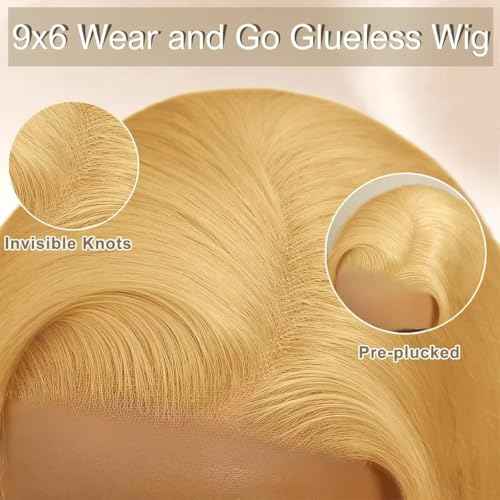 30inch Honey Blonde Curly Human Hair Wig 9x6 27# Colored Deep Wave Lace Front Wig Human Hair 220% Denesity Blonde Glueless Wig Human Hair for Black Women