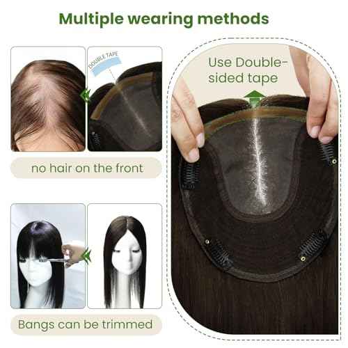 HAIR 14 Inch Hair Toppers for Women Real Human Hair Natural Black color 150 Density 6x7inch Silk Base 65 grams All Remy Human Hair Wiglets Hairpieces for Thinning Hair (#1B 14inch)