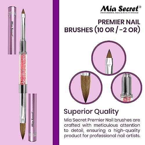 Mia Secret PREMIER NAIL BRUSHES 100% Kolinsky Hair MADE IN USA Prenium Nail Art Brushes (Pink, 10 OR/-2 OR)
