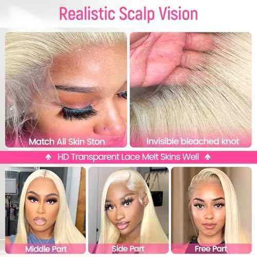 613 Lace Front Wig Human Hair 200 Density 13x6 Blonde Wig Human Hair 613 Straight HD Lace Front Wigs Human Hair Pre Plucked Blonde Wig for Women (20inch)