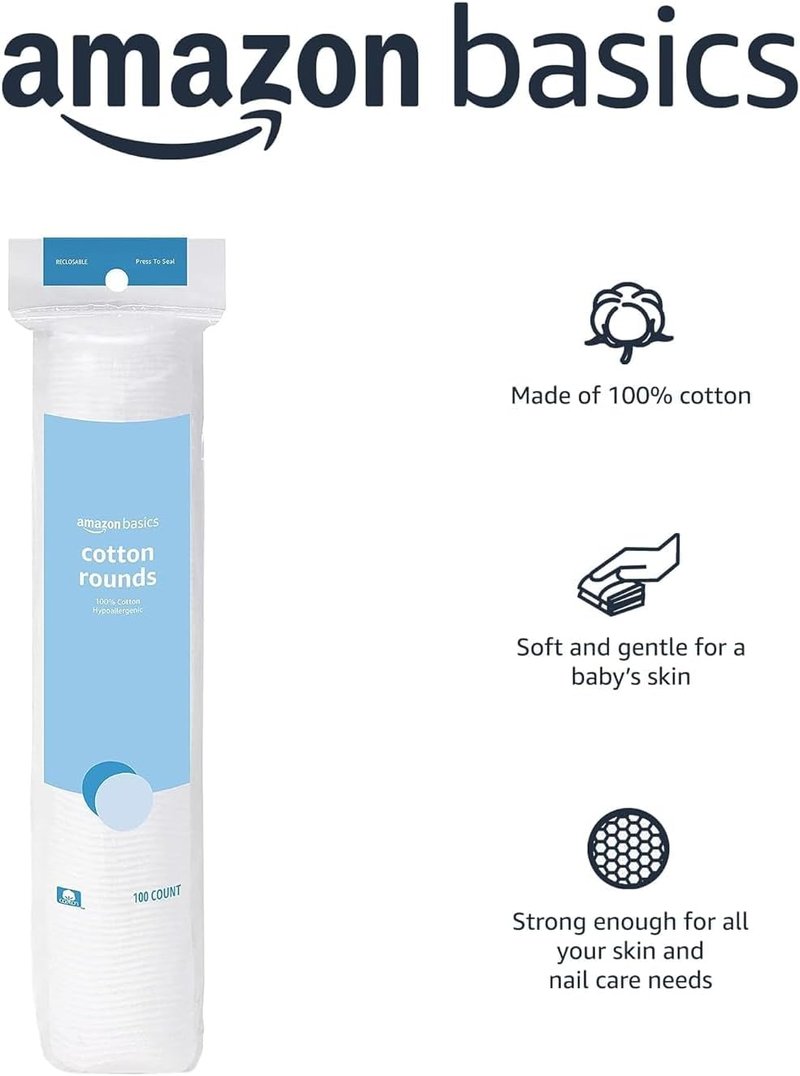 Hypoallergenic Cotton Rounds for Makeup Removal | 100 Count Pack