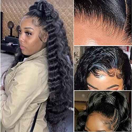 Lace Front Wigs for Black Women Human Hair Pre Plucked Loose Deep Wave 13x4 Lace Frontal Wigs Human Hair Loose Deep Curly Lace Front Wig Human Hair 26 Inch