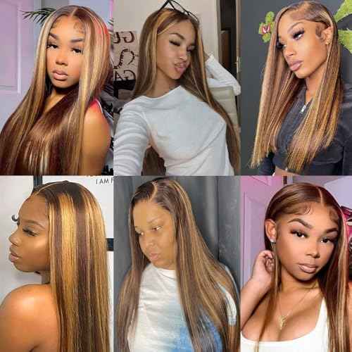 P427 Highlight Straight Bundles Human Hair Ombre Two Tone Blonde Mixed With Brown Bundles Double Weft Brazilian Hair Extensions for Women 18 20 22 inch