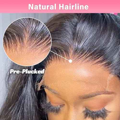 WOWANGEL 5x5 0.095mm Ultra-Thin Skinlike Real HD Lace Frontal & Closure,Body Wave Natural Hairstyles,Pre-Plucked Invisible Hairline,Unprocessed Virgin Human Hair,Invisible Knots HD Lace,14inch