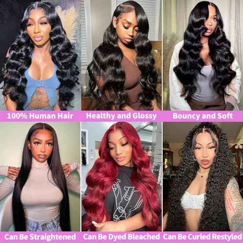 12A Human Hair Bundles 16 18 20 Inch Body Wave Bundles Human Hair 100% Unprocessed Brazilian Virgin Hair Body Wave 3 Bundles Deals Human Hair Extensions Quick Weave For Black Women Natural Black
