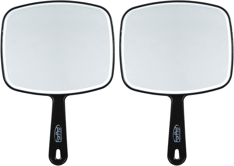 Premium Hand Mirror - Multi-Purpose Distortion-Free Reflection | 6.3" W x 9.6" L, Black (Pack of 2)