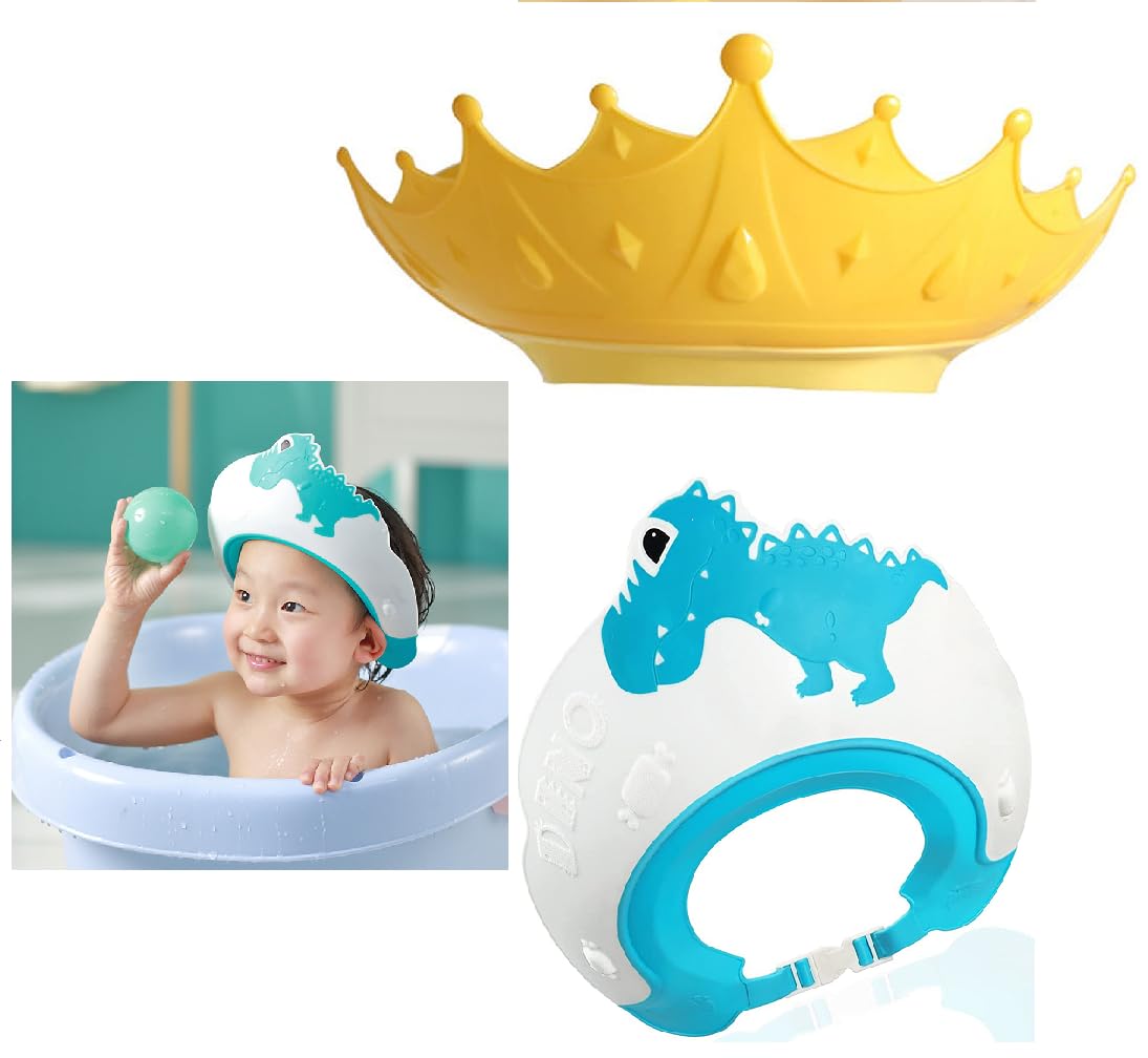 svfbnb 2 Pack Shower Cap Shield for Kids, Adjustable Baby Hair Washing Shield, Visor Hat for Eye and Ear Protection for 1-5 Years Old Children, Shampoo Cap Protect Baby Eyes