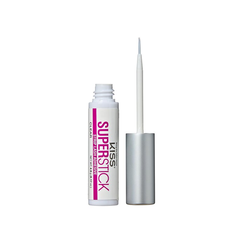 Kiss SuperStick 5-Day Extended Wear Strip Lash Adhesive, Quick Drying Lash Glue, Witch Hazel & Cactus Extract Infused, Brush Applicator, Net Wt. 4.8g (0.17 oz.), Clear