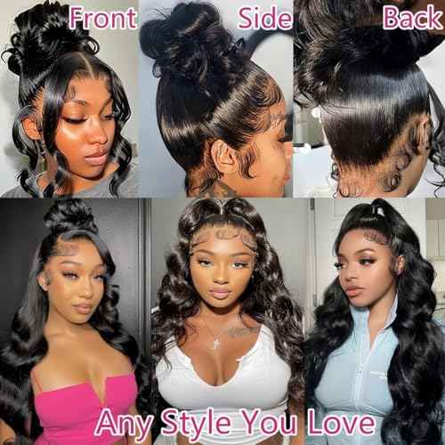 Body Wave 360 Lace Front Wigs Human Hair Pre Plucked Hidden Strap 22Inch 220% Density Drawstring Wig 360 HD Full Lace Human Hair Glueless Wigs for Black Women