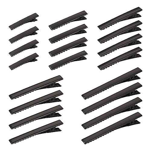 100Pcs Black Alligator Hair Clips 5 Sizes Metal Barrette Hair Clips Single Prong Hairpins for Bows Hair Accessories Making, 35/46/56/65/77mm