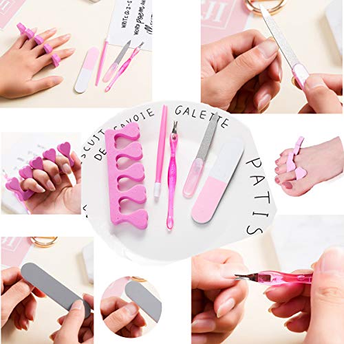 108PC Spa Party Favors Supplies for Girls, Multiple Spa Birthday Prize Item- Spa Pedicure Slipper Tote Bag Mini Emery Board Toe Separator Body Flower Mixed Nail Decal Set, Perfect Gift for Spa Day