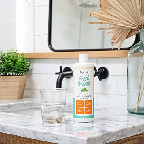 Oxyfresh Fresh Mint Flavored Mouthwash for Adults, Fresh Breath & Bad Breath Treatment ? Dentist Recommended for Long - Lasting Fresher & Healthy Gums - Alcohol & Fluoride Free - 16 Fl Oz (Pack of 3)