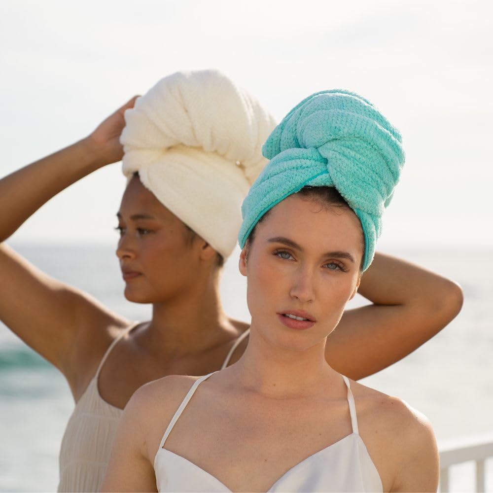 VOLO Hero Capri Blue Hair Towel | Ultra Soft, Super Absorbent, Quick Drying Nanoweave Fabric | Reduce Dry Time by 50% | Towel Wrap for All Hair Types | Anti Frizz & Anti Breakage | Reusable Packaging
