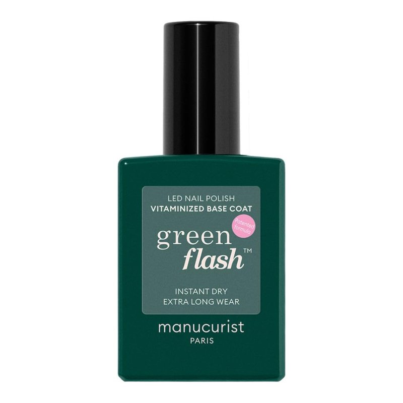 Manucurist Green Flash™ Vitamin-Enriched Base Coat – Gel Nail Polish Base – Lasts Up to 12 Days – 12-Free – 84% Bio-Based Ingredients – Made in France – 15 ml Bottle