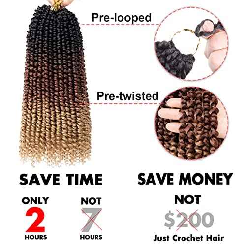 Leeven 8 Packs Pre twisted Passion Twist Crochet Hair for Black Women 12 Inch Synthetic Natural Black Passion Twist Hair With Curly Ends Pre-looped Goddess Passion Twists Braiding hair Extensions 1B#