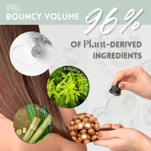 Botanist Curly Hair Shampoo for Women & Men, Thinning Hair Shampoo from Japan with Collagen, Plant Protein& Jojoba Seed Oil, Paraben & Sulfate Free Shampoo, Peony& Orange Blossom 15.5 Fl Oz 2EA