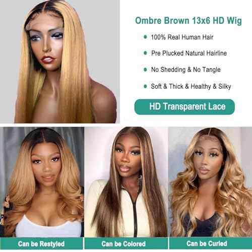 Munx Honey Blonde Lace Front Wig Human Hair Pre Plucked 13x6 Colored Lace Front Wigs for Black Women 180% Density Free Part Human Hair HD Lace Frontal Wigs 22 Inch Full Ends