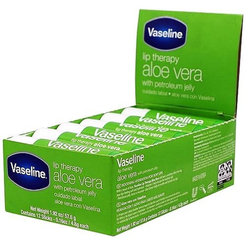 Aloe Vaseline Lip Balm - Nourishing Moisture for Soft Lips | 12-Pack Box