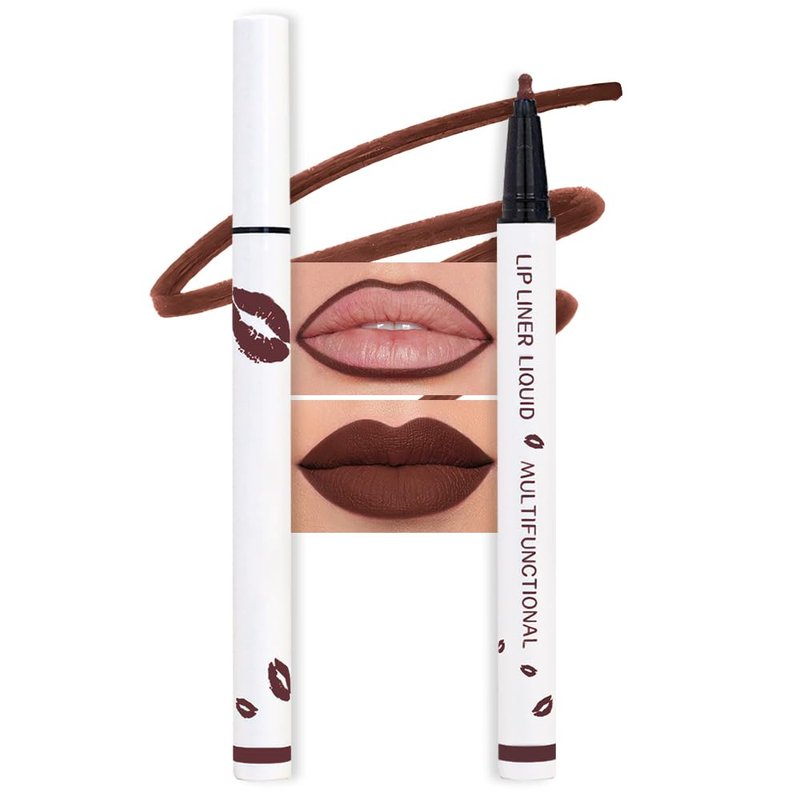 Longwear Liquid Lip Liner Stain - Waterproof Dark Red Brown Matte | 24-Hour Semi-Permanent Formula