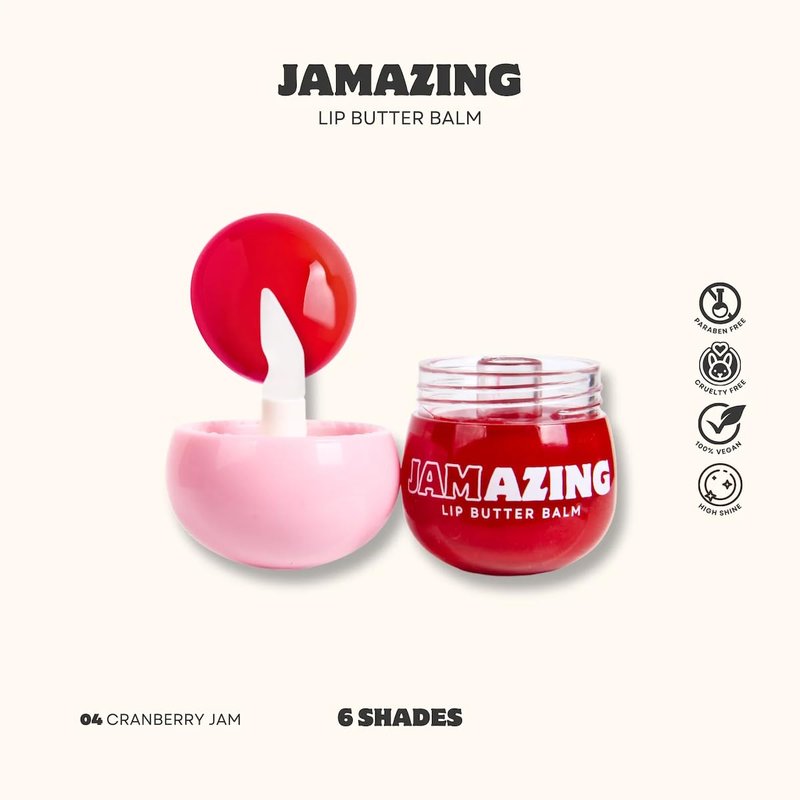 Oz Lab Jamazing Lip Butter Balm Cranberry Jam High Shine Tinted Lip Balm Moisturizing Non Sticky Vegan Cruelty Free Hydrating Lip Gloss for Dry Lips Travel Friendly, 0.19 OZ/ 5.5G，Pack of 1