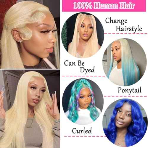 613 Lace Front Wig Human Hair 13x6 HD Transparent Blonde Lace Front Wigs Human Hair 180% Density Guleless Wigs Human Hair Pre Plucked 20 inch 613 HD Lace Frontal Wigs