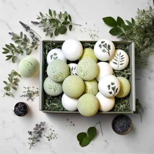 Plantful¢â Organic Handmade Bath Bombs for Women, 12 Gift Sets, Large, Shea Butter Moisturizing, Essential Oils, Bubble Bath for Kids, Perfect Gifts for Women Men, Safe Bath Bombs for Kids