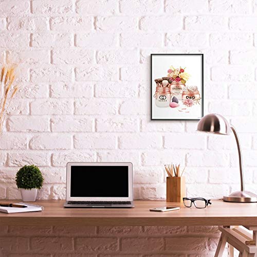Stupell Industries Fashion Cosmetic Jars and Floral Bouquet Ziwei Li Black Framed Wall Art, 16 x 20