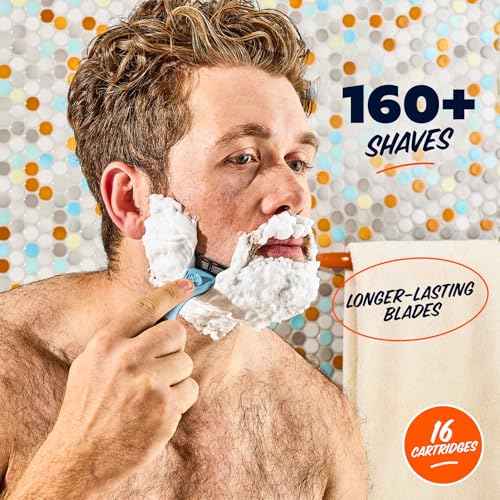 Dollar Shave Club | 4 Blade Razor Refills (16 Pack) | Swift Rinse Blades for Longer and Thicker Hair