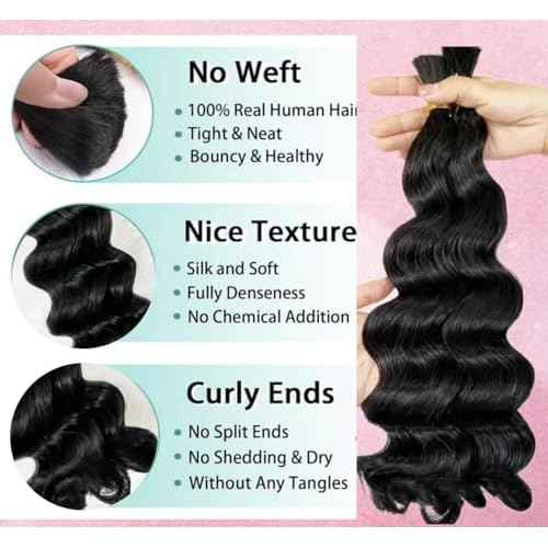 Loose Wave Human Braiding Hair Loose Wave Human Hair Bulk No Weft 100% Unprocessed Brazilian Human Hair Braiding Hair 20 Inch 100g (Pack of 1)