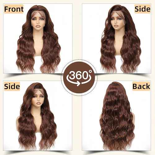 Chocolate Brown Lace Front Wigs 13x6 HD Lace Front Wigs Human Hair Brown Pre Plucked Body Wave Human Hair Wig for Black Women 180 Density 24 Inch