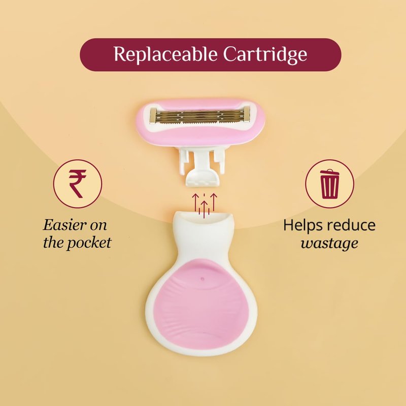 Carmesi Body Razor Mini for Women - 5-Blade Precision Shaving | Aloe Vera & Vitamin E Lubrication | Travel Case Included