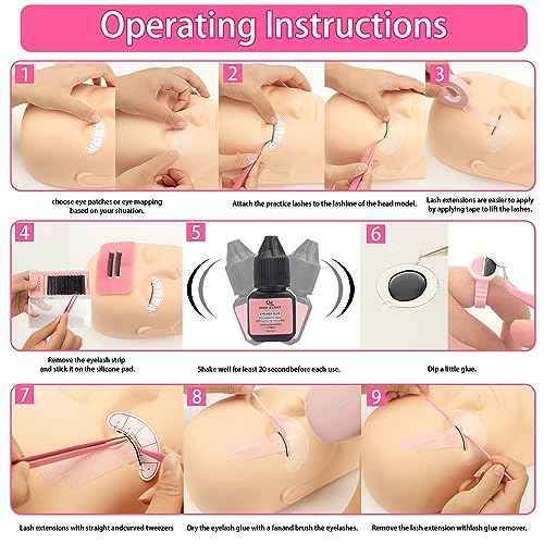 Lash Eyelash Extension Kit, Lash Kit for Eyelash Extension Beginners, with Mannequin Head, Individual Lash Glue, Eyelash Remover, Fan, Lash Extension Supplies Tools for Practice Training