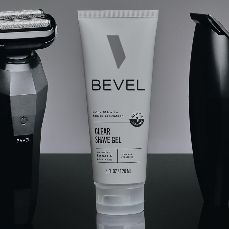 Bevel Essentials Clear Shave Gel for Men, Clear Shave Gel for Precise Detailing and Edging with Aloe Vera and Cucumber Extract to Soothe Skin and Prevent Razor Bumps, 4 Fl Oz