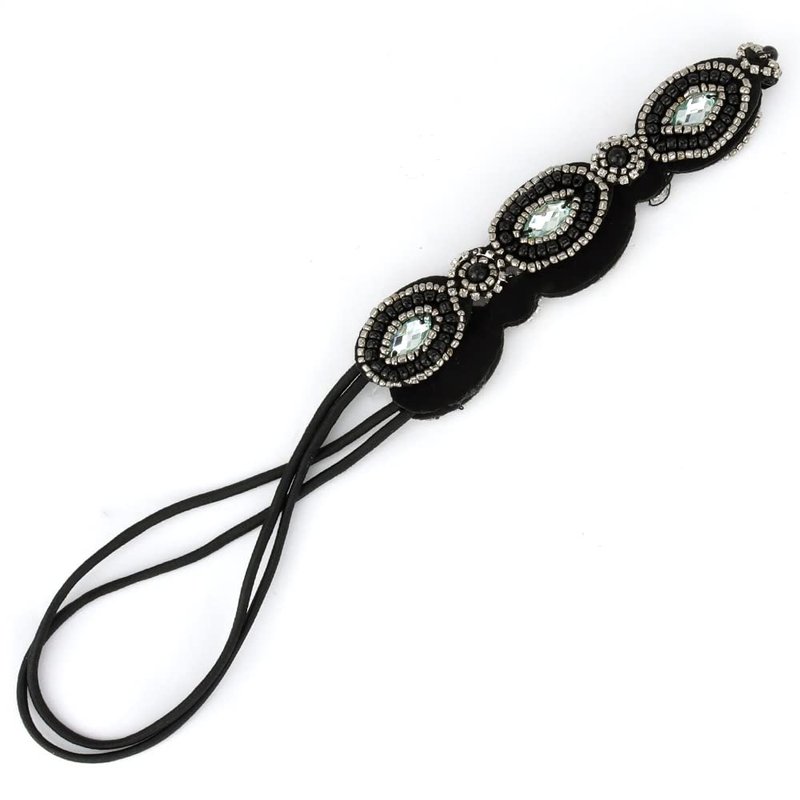 Amariver 2 Pieces Rhinestone Beaded Elastic Headband，Fashion Headbands Handmade Hair Bands Hair Accessories for Lady Woman 20-25" Fits for Most (Style B)