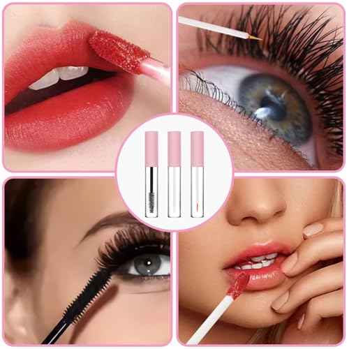 3 Pack 10ml Clear Mascara Tube with Wand, Empty Eyeliner Tube and Empty Lip Gloss Tubes, Premium Eyelash Cream Container Bottle with Leak Stoppers, Ideal Kit for DIY Cosmetics¡¦