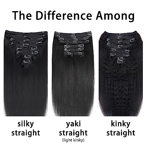 Yaki Straight Clip in Hair Extensions Real Human Hair Affordable12 Inch Yaki Straight Clip ins Human Hair Brazilian Virgin Hair clip on Hair Extensions 18Clips Per Set 120G