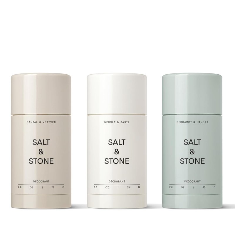 Salt & Stone Aluminum Free Deodorant | Extra Strength 48 Hour Protection for Women & Men | Made with Seaweed Extracts, Niacinamide & Prebiotics | Trio Set